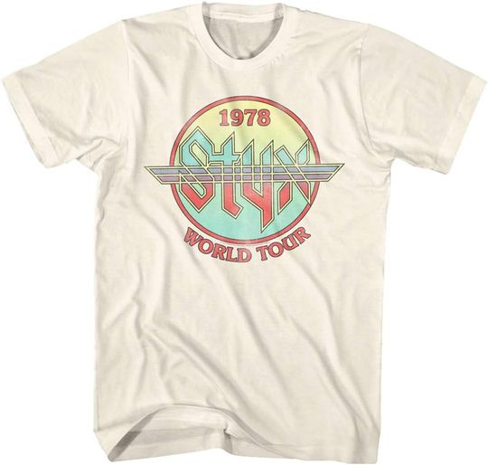 Discover Styxs Circle 1978 World Concert Tour Music American Rock Band Adult T-Shirt 70s Graphic Tee