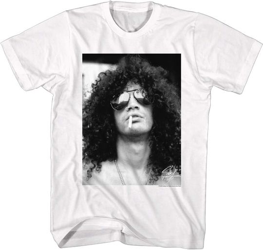 Discover American Classics Slash Musician Black & White Slash Smoking Adult Short Sleeve T-Shirt Graphic Tee