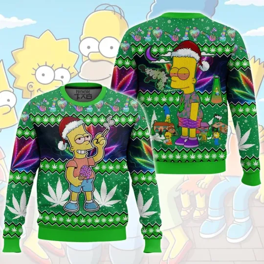 Discover 2025 Christmas! 420 The Stoned Simpson Ugly Christmas Sweater