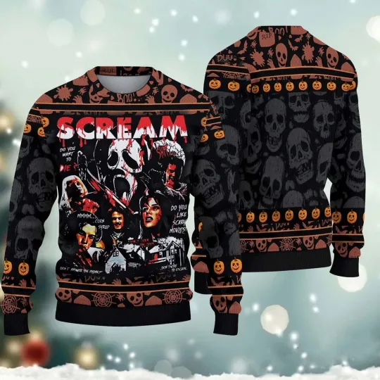 Discover Scream Movie Ugly Sweater Christmas Sweater For Men S-5XL