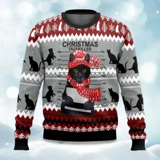 Discover 2025 Black Cat Christmas Trekiller Ugly Christmas Sweater