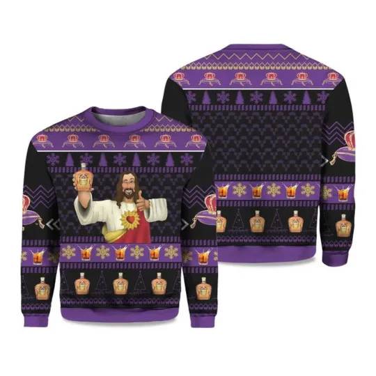Discover 2025 Crown Royal Jesus Like Ugly Christmas Sweater