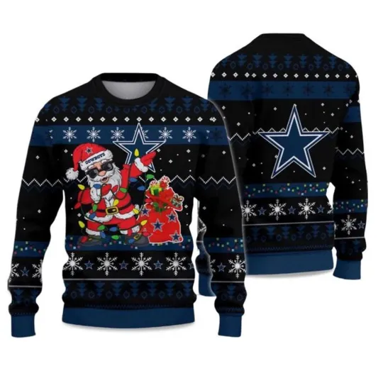 Discover 2025 Cowboys Santa Claus Ugly Christmas Sweater