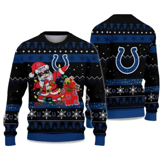2025 Colts Santa Claus Ugly Christmas Sweater