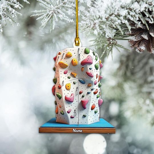 Climbing Wall Christmas Ornament, Rock Climbing Ornament, Mountain Climber Ornament, Climbing Gym Ornament, Bouldering Ornament