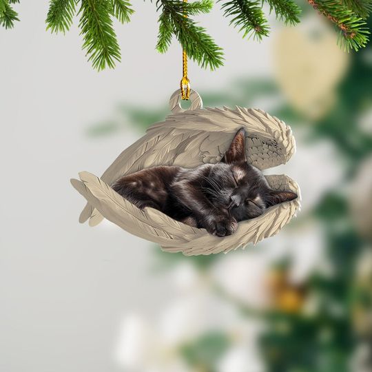 Discover Personalized Bombay Cat Sleeping Angel Ornament, Bombay Cat Angel Wings Ornament, Bombay Cat Car Ornament, Cat Christmas Gift TD-0924-CCMB