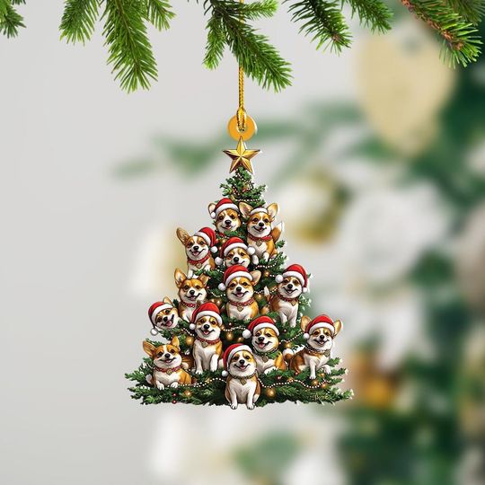 Discover Pembroke Welsh Corgi Dog Christmas Tree Ornament, Dog Mirror Car Ornament, Dog Lover Holiday Gift, Gift For Pet Lover ID-1109-O0FB