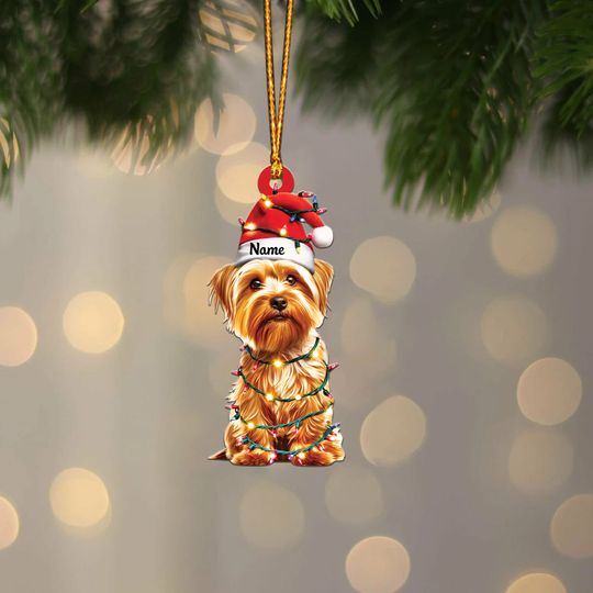 Discover Personalized Yorkshire Terrier Dog Ornament, Dog Christmas Hanging Ornament, Dog Car Ornament, Gift For Pet Lover ID-1003-HS19