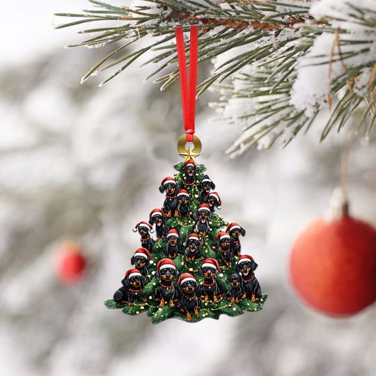 Discover Daschund Dog Christmas Tree Ornament, Daschund Dog Rearview Mirror Car Ornament, Dog Lover Holiday Gift, Gift For Pet Lover ID-1109-YYYU