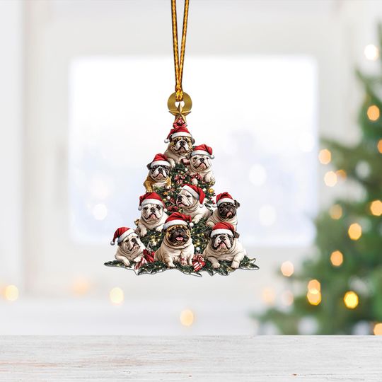 Discover Bulldog Christmas Tree Ornament, Bulldog Rearview Mirror Car Ornament, Dog Lover Holiday Gift, Gift For Pet Lover ID-1109-NVIO