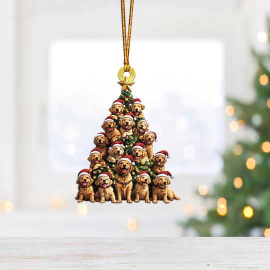 Discover Golden Retriever Dog Christmas Tree Ornament, Dog Rearview Mirror Car Ornament, Dog Lover Holiday Gift, Gift For Pet Lover ID-1109-GILC