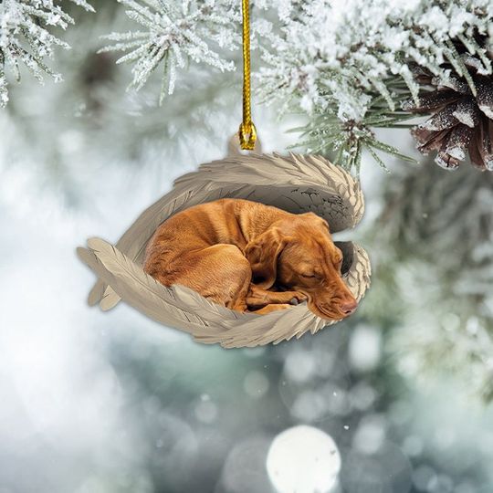 Discover Personalized Vizsla Dog Sleeping Angel Wings Ornament, Vizsla Dog Christmas Ornament Xmas Gift, Vizsla Dog Car Ornament Decor TD-0928-ZM95