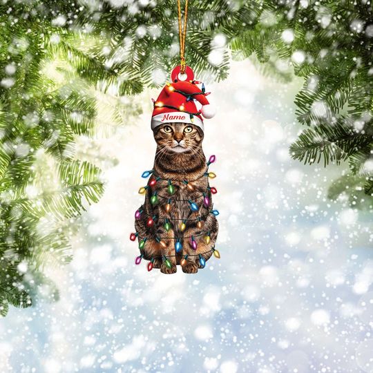 Discover Personalized Egyptian Mau Cat Ornament, Cat Christmas Hanging Ornament Gift, Cat Car Hanging Ornament, Gift For Pet Lover ID-1002-I3YR