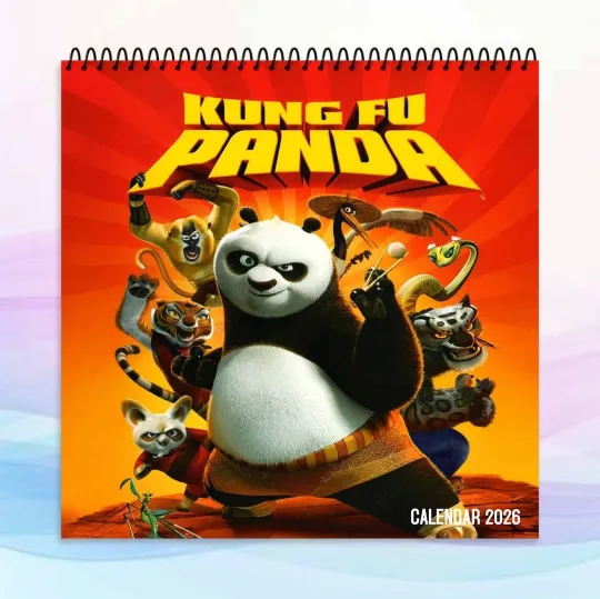Discover Kung Fu Panda 2026 Calendar, Animated Movie Wall Art, Kids Room Decor