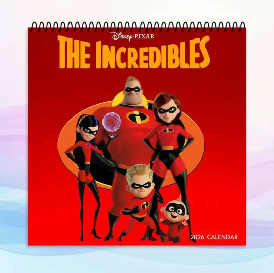 Discover The Incredibles 2026 Calendar, Disney Wall Calendar, Superhero Family Gift