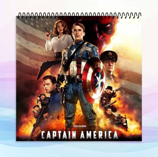 Captain America 2026 Calendar, Heroic Marvel Wall Art, Action Movie Decor