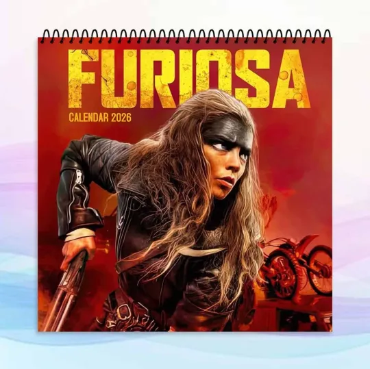 Discover Furiosa 2026 Calendar, Post-Apocalyptic Warrior Art, Epic Action Wall Decor