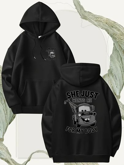 Discover Disney Car Tow Mater Pattern Hoodie Soft and Comfortable Mater&Lightning McQueen Design Hoodie Four Seasons Casual Wear