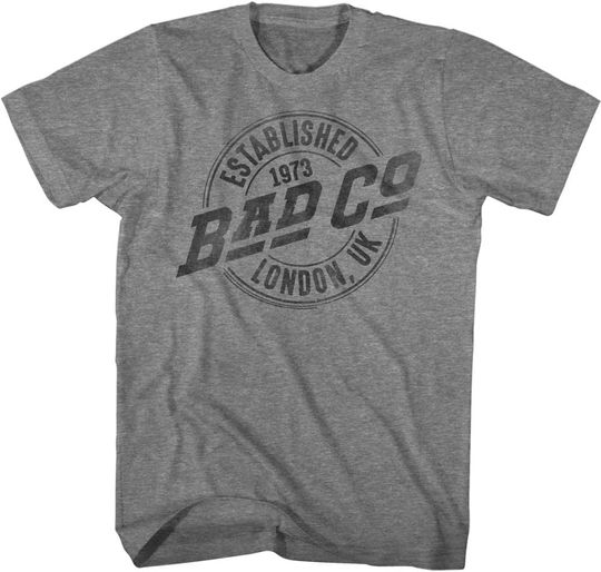 Discover Bad Company Vintage Rock Band T-Shirt Established 1973 Faded Logo Short Sleeve Graphic Tee