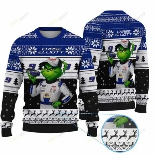 Discover Chase Elliott Racing Team funny character Christmas Ugly Sweater Gift For Fan
