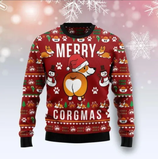 Discover Funny Corgi Dog Ugly Christmas Sweater, Perfect Holiday Gift