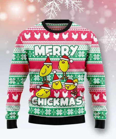 Discover Merry Chickmas Ugly Christmas Sweater, Perfect Holiday Gift
