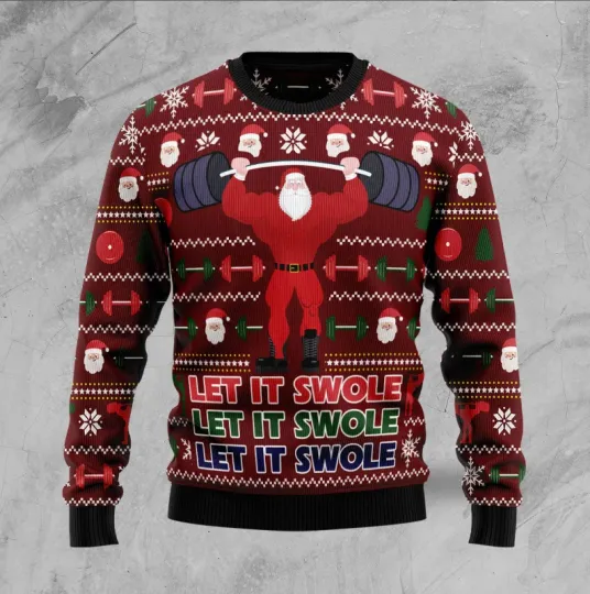 Discover Santa Let It Swole Ugly Christmas Sweater, Perfect Holiday Gift