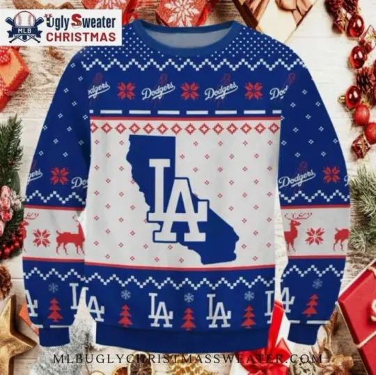 Discover Dodgers California Map Ugly Christmas Sweater