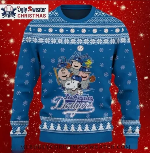 Discover Peanuts Dodgers Blue Ugly Christmas Sweater Gift For Christmas