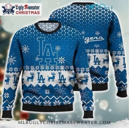 Discover Dodgers Ugly Christmas Sweater With Reindeer Pattern Gift For Christmas