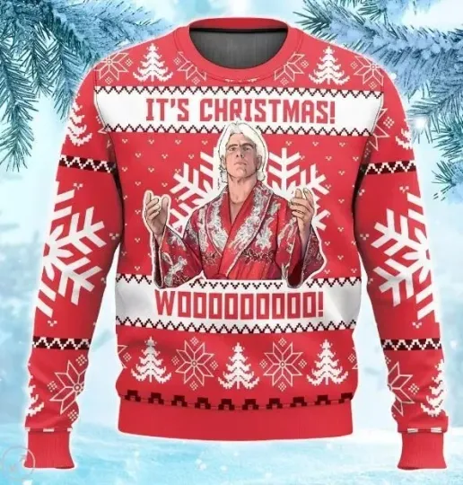 Ric Flair Its Christmas Woooo Ugly Sweater cute sweater 3D GLC057068
