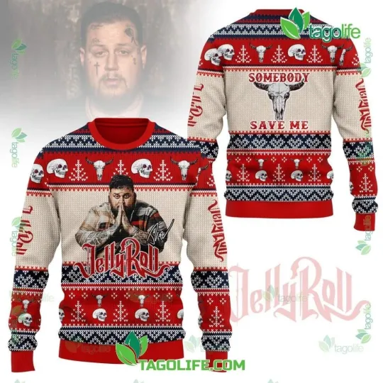 Discover Jelly Roll Somebody Save Me Ugly Christmas Sweater