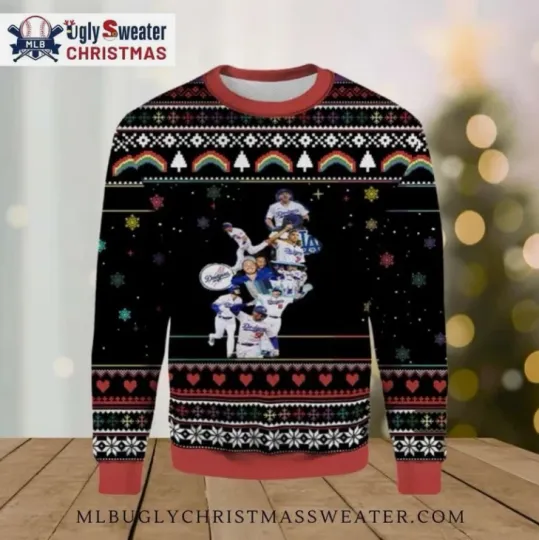 Discover Dodgers Stacked Players Collage Black Ugly Christmas Sweater Gift For Christmas