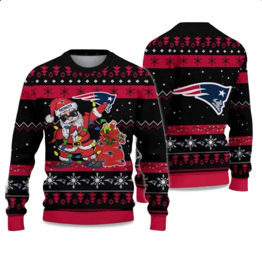 Discover Patriots Inspired Santa Claus Ugly Christmas Sweater Holiday 2025