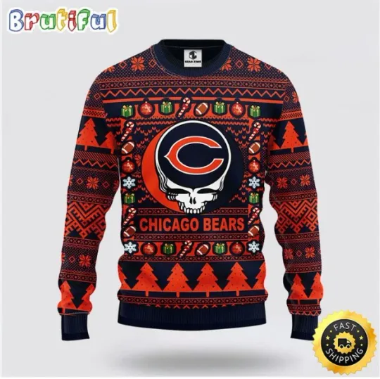 Chicago Football Inspired Ugly Sweater Grateful Dead Inspired Christmas