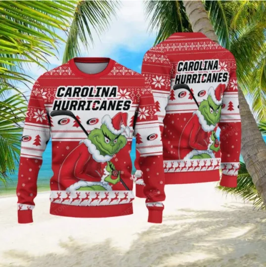 Discover Carolina Hockey Inspired Ugly Christmas Sweater Holiday NHL Fan Pullover