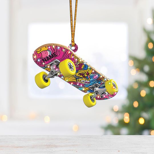 Discover Personalized Skateboard Ornament, Skateboard Christmas Ornament, Skateboard Lovers Ornament, Skateboarding Holiday Ornament