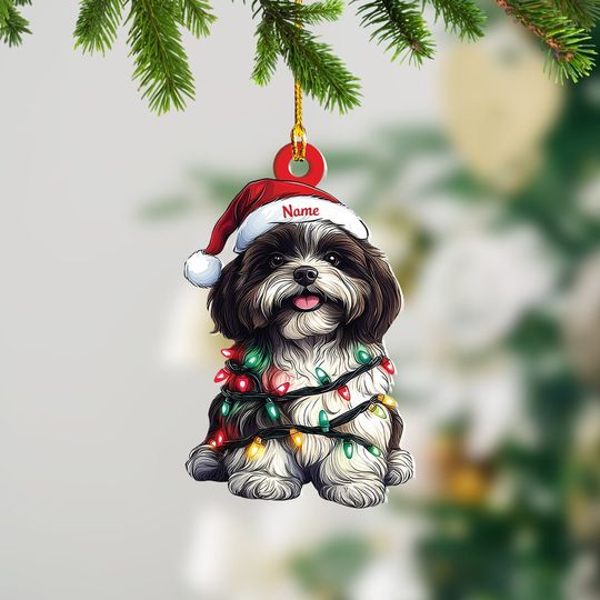 Discover Personalized Havanese Dog Christmas Lights Ornament, Havanese Dog Ornament Gift, Havanese Ornament