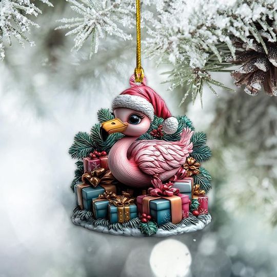 Discover Flamingo Flat Ornament, Flamingo Christmas Ornament, Flamingo Ornament Holiday Gift
