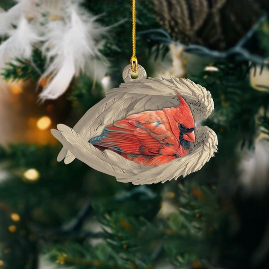 Cardinal Sleeping Angel Ornament Cardinal Angel Wings Ornament Cardinal Ornament Cardinal Christmas Ornament