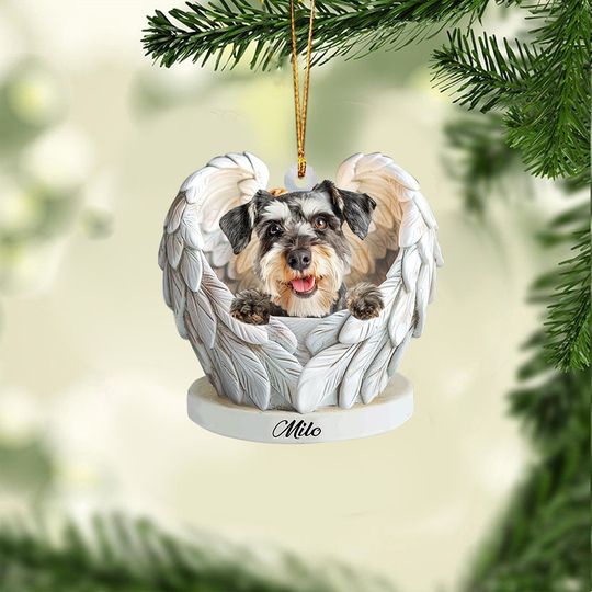 Discover Miniature Schnauzer Dog Angel Wings Ornament, Schnauzer Dog Christmas Ornament Gift, Schnauzer Dog Ornament