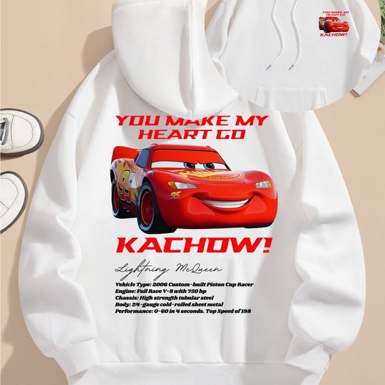 Discover 2025 Disney Car Lightning McQueen Hoodie - Men's Blue Racing Graphics Pullover Sweatshirt Hooded Sweater