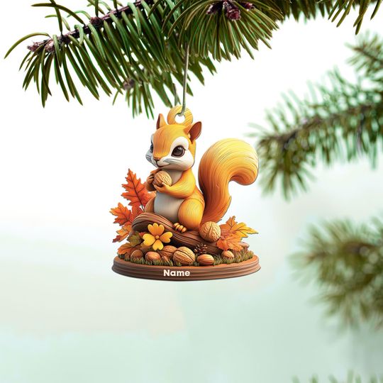 Discover Lovely Squirrel Christmas Ornament, Squirrel Hanging Holiday Ornament, Squirrel Flat Ornament, Squirrel Lovers Xmas Gift Decor