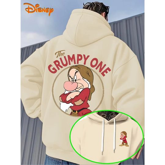 Discover Disney Dwarfs Grumpy Pattern Men's Hoodie Autumn Winter Casual Unisex Pullover Sweatshirt Tracksuit Clothing Hoody Oversized