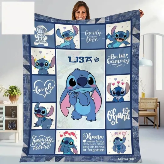Discover Personalized Disney Lilo And Stitch Family Mean Love Fleece Blanket