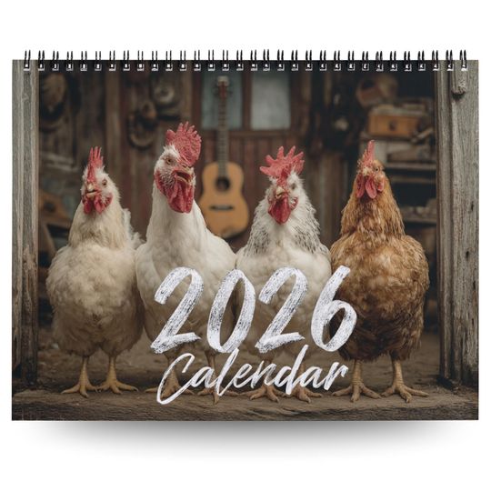 Discover 2026 Vertical Wall Calendar Featuring Funny Chicken Antics and Coop Life Designs