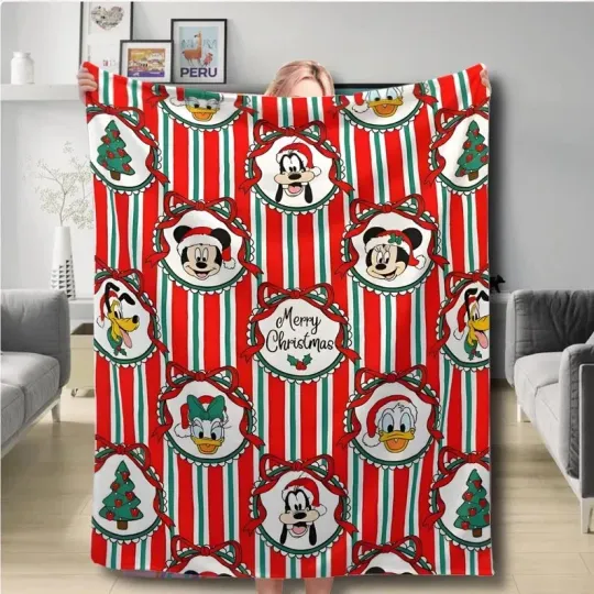 Discover Disney Mickey & Minnie Christmas Fleece Blanket, Disney Christmas Blanket