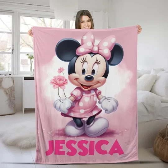 Discover Personalized Disney Cute Little Minnie Mouse Fleece Blanket