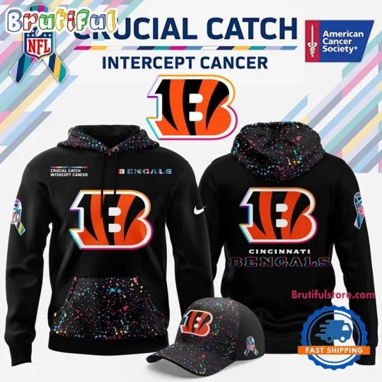 Discover 1Cincinnati Bengal football Crucial Catch 2025 Black Hoodie 3D All Size