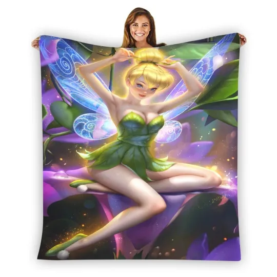 Discover Disney Fairies Tinker Bell Blanket Disneyland Christmas Fleece Blanket